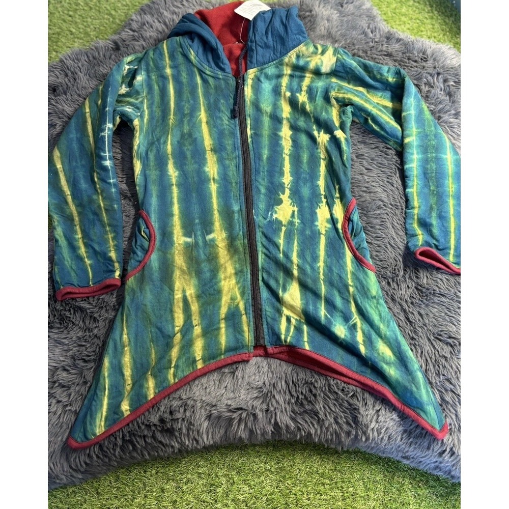 Jayli‎ Jacket Women's M Medium Lined Thick Tie Dye Full Zip Free Trade Hippy New